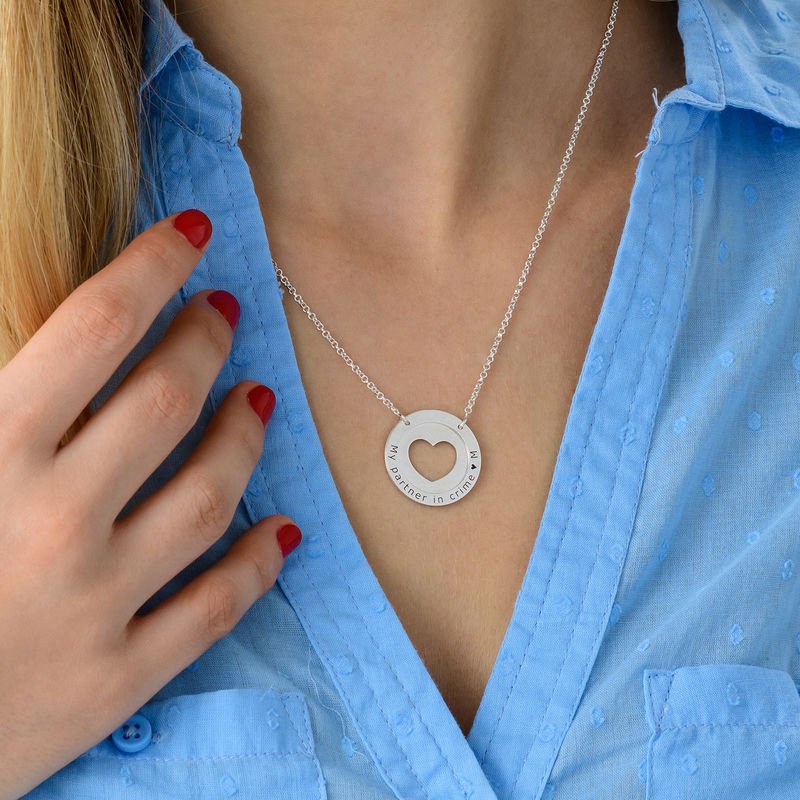 Circle Heart Necklace In Silver - Triki Jewelry