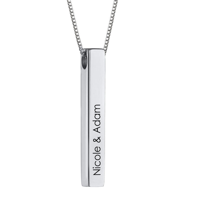 Dimensional Love 3D Bar Necklace in Sterling Silver - Triki Jewelry