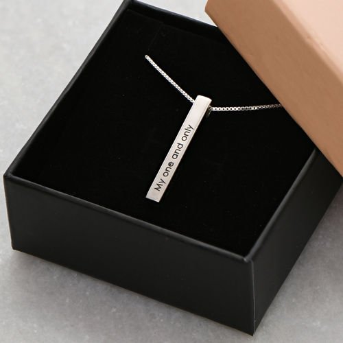 Dimensional Love 3D Bar Necklace in Sterling Silver - Triki Jewelry