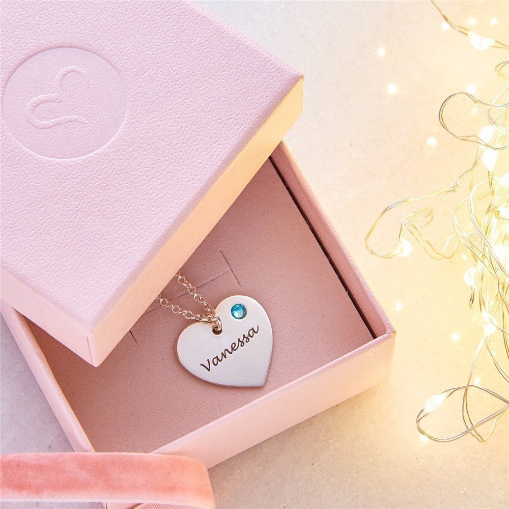 HEART NECKLACE PENDANT WITH BIRHTSTONES - Triki Jewelry