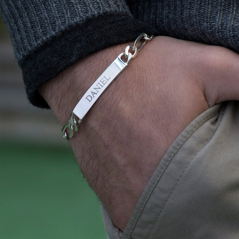 Men's Engraved Bracelet In Sterling Silver - Triki Jewelry
