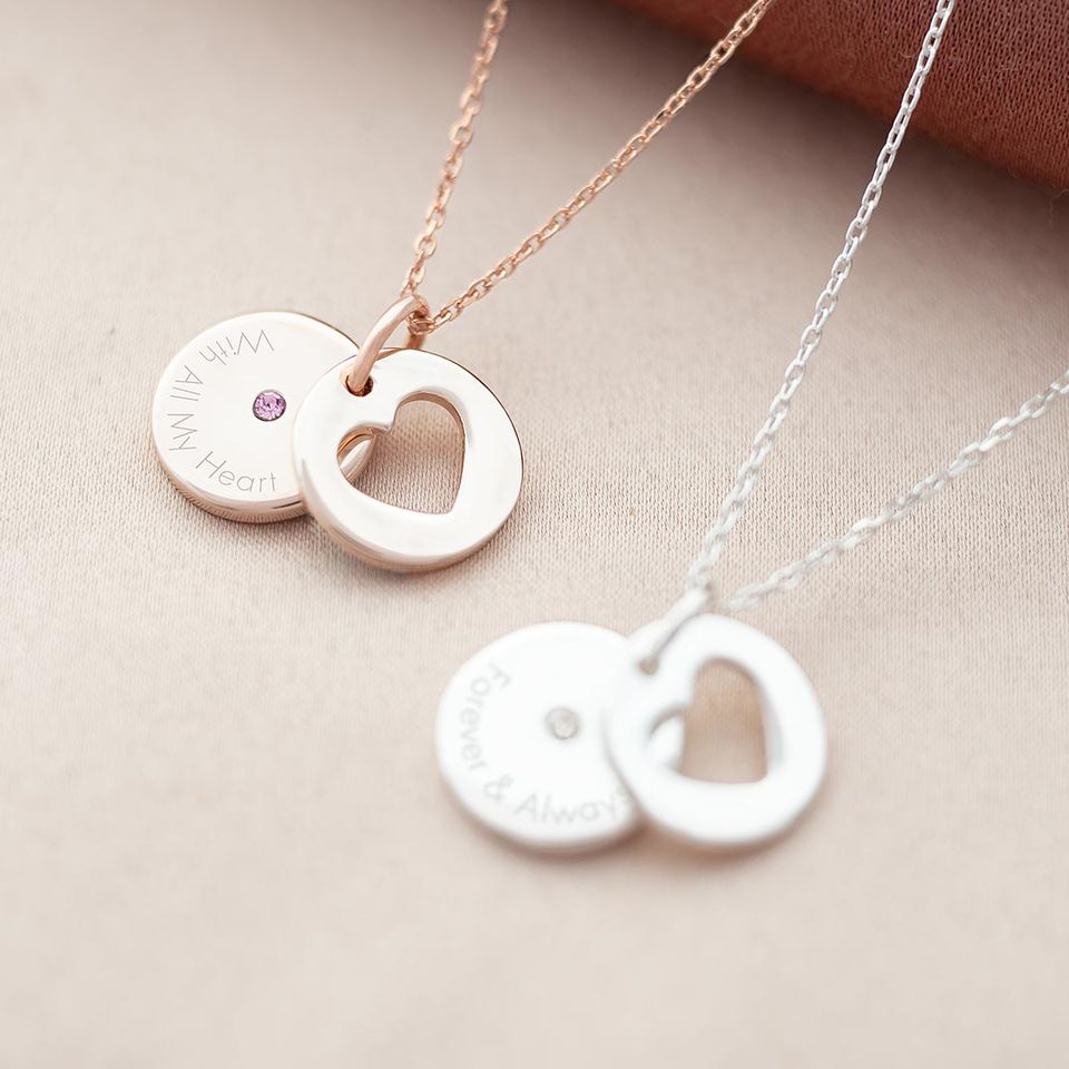 Personalised Secret Message Heart Birthstone Necklace - Triki Jewelry