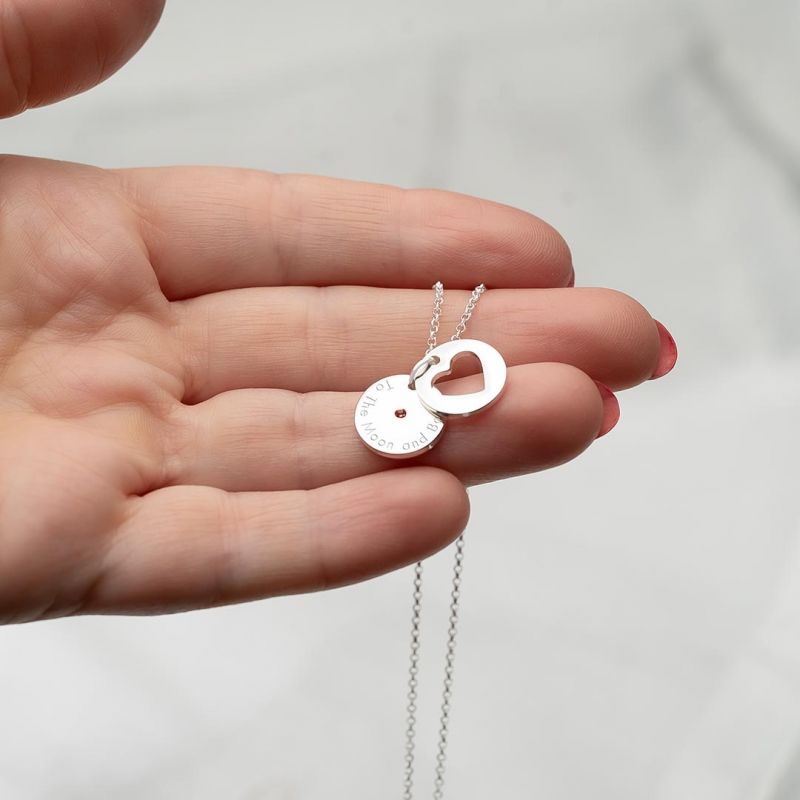 Personalised secret message shop heart birthstone necklace