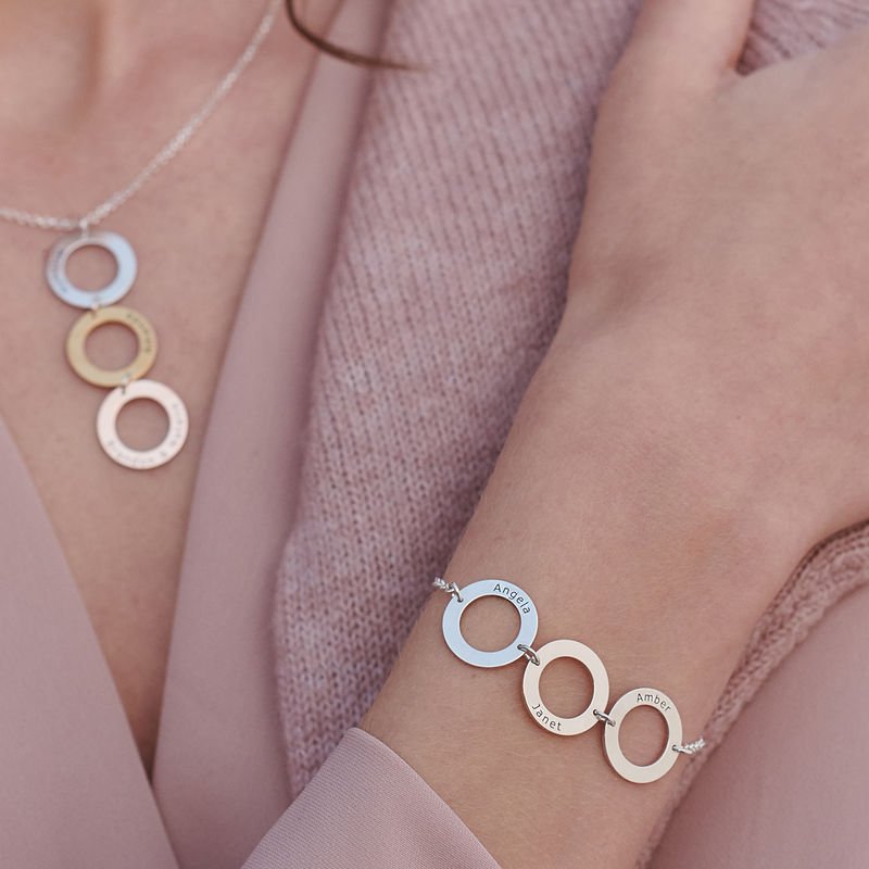 Personalized 3 Circles Bracelet With Engraving In Sterling Silver - Triki Jewelry