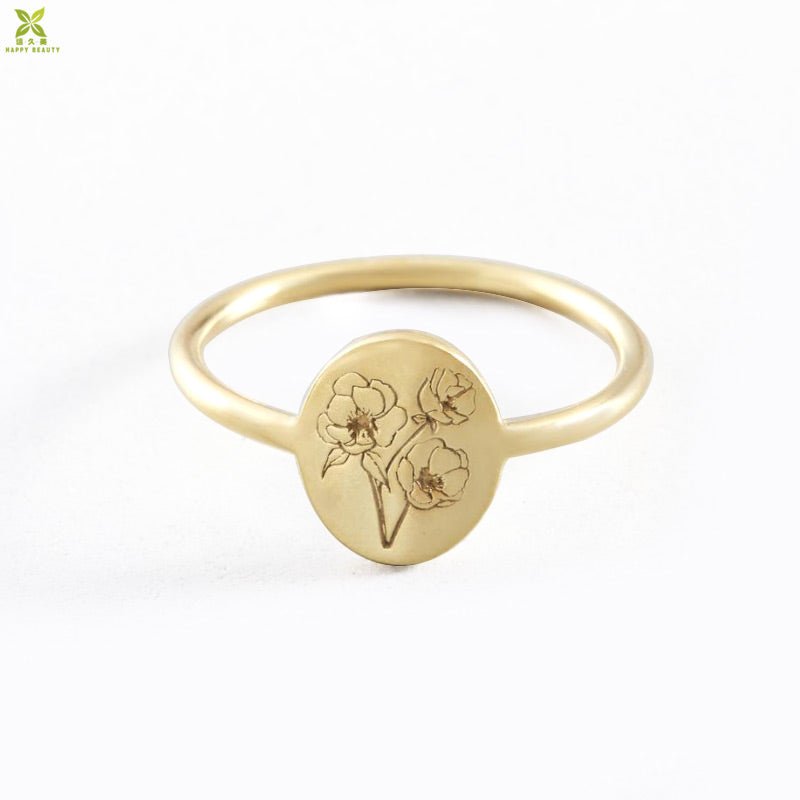 Personalized Birth Flower Ring - Triki Jewelry