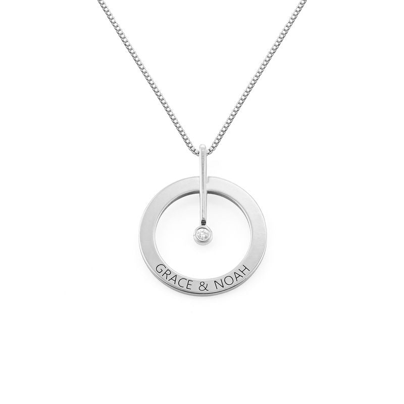 Personalized Circle Necklace With Diamond In Sterling - Triki Jewelry