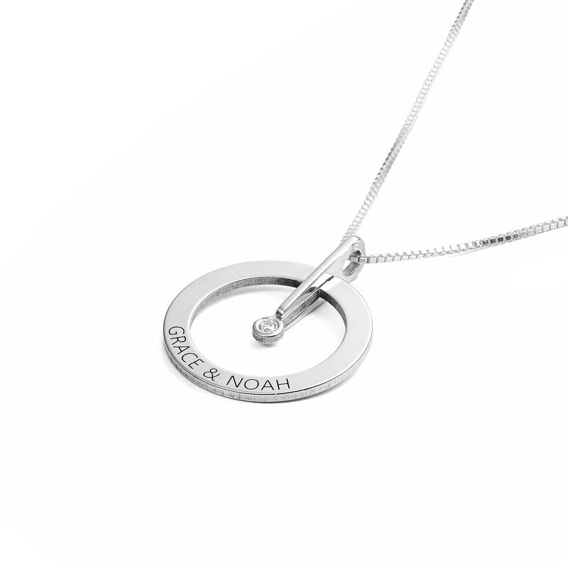 Personalized Circle Necklace With Diamond In Sterling - Triki Jewelry