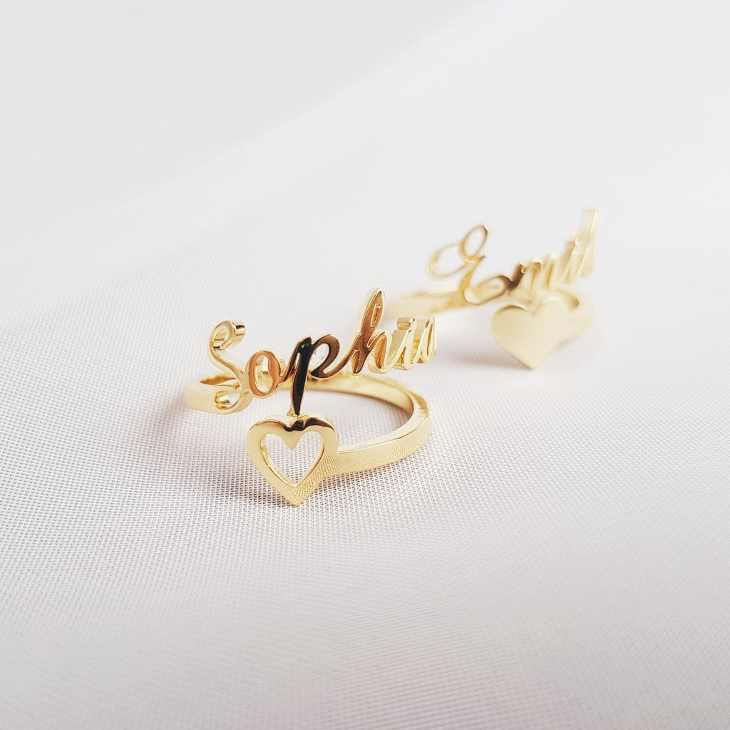 Personalized single Name Heart Ring - Triki Jewelry