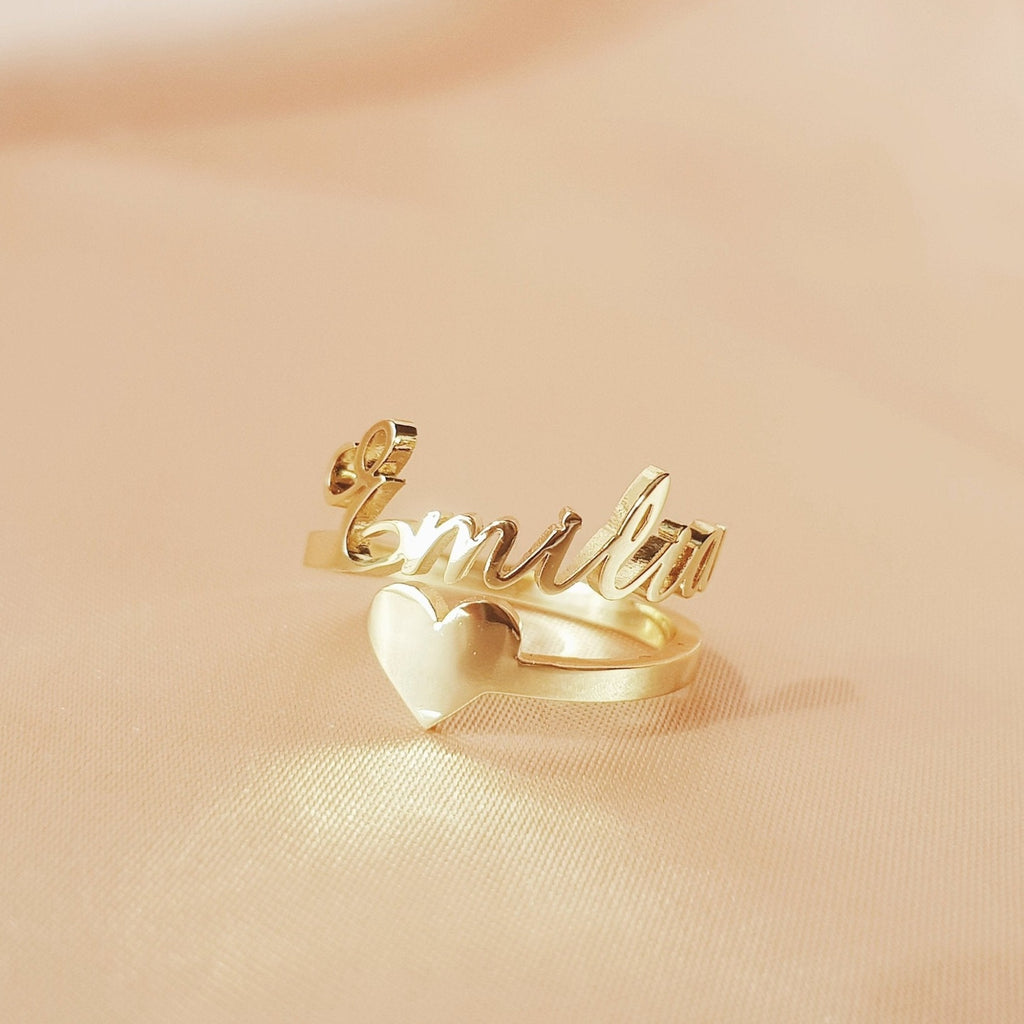 Personalized single Name Heart Ring - Triki Jewelry