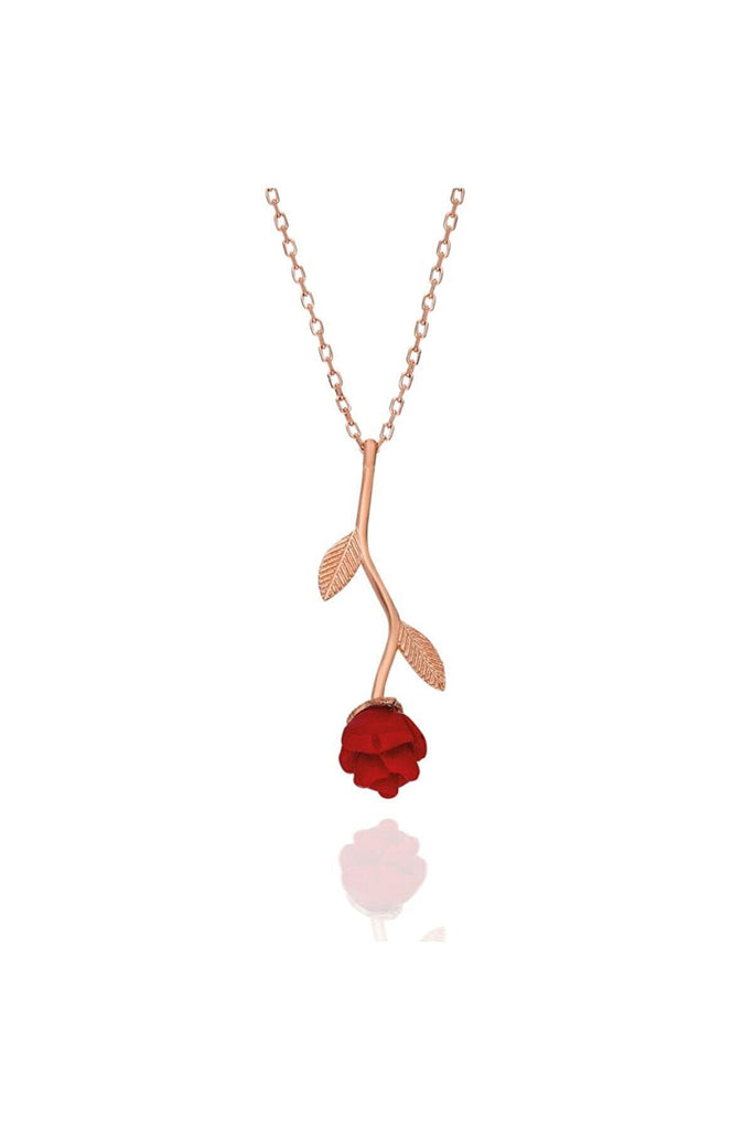 Red Rose Necklace All Pure 925 Sterling Silver - Triki Jewelry