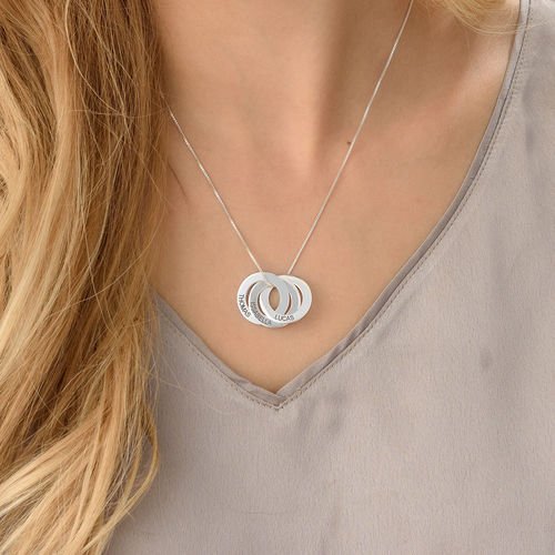 Russian 3 Ring Necklace in Sterling Silver - Triki Jewelry