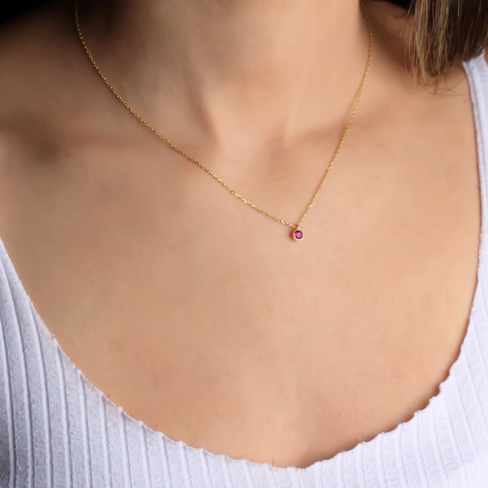 Silver Personalized Birthstone Necklace - Triki Jewelry