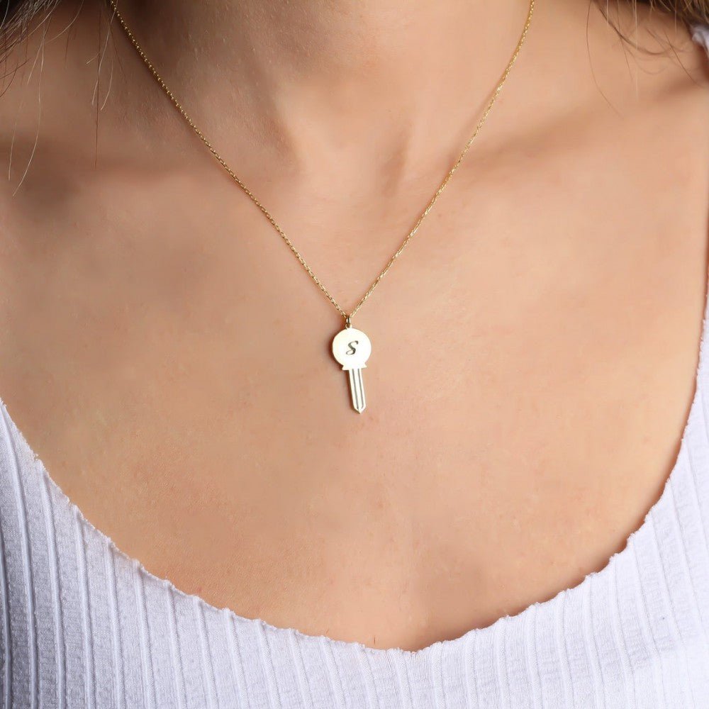 Silver Personalized Initial Lock Necklace - Triki Jewelry