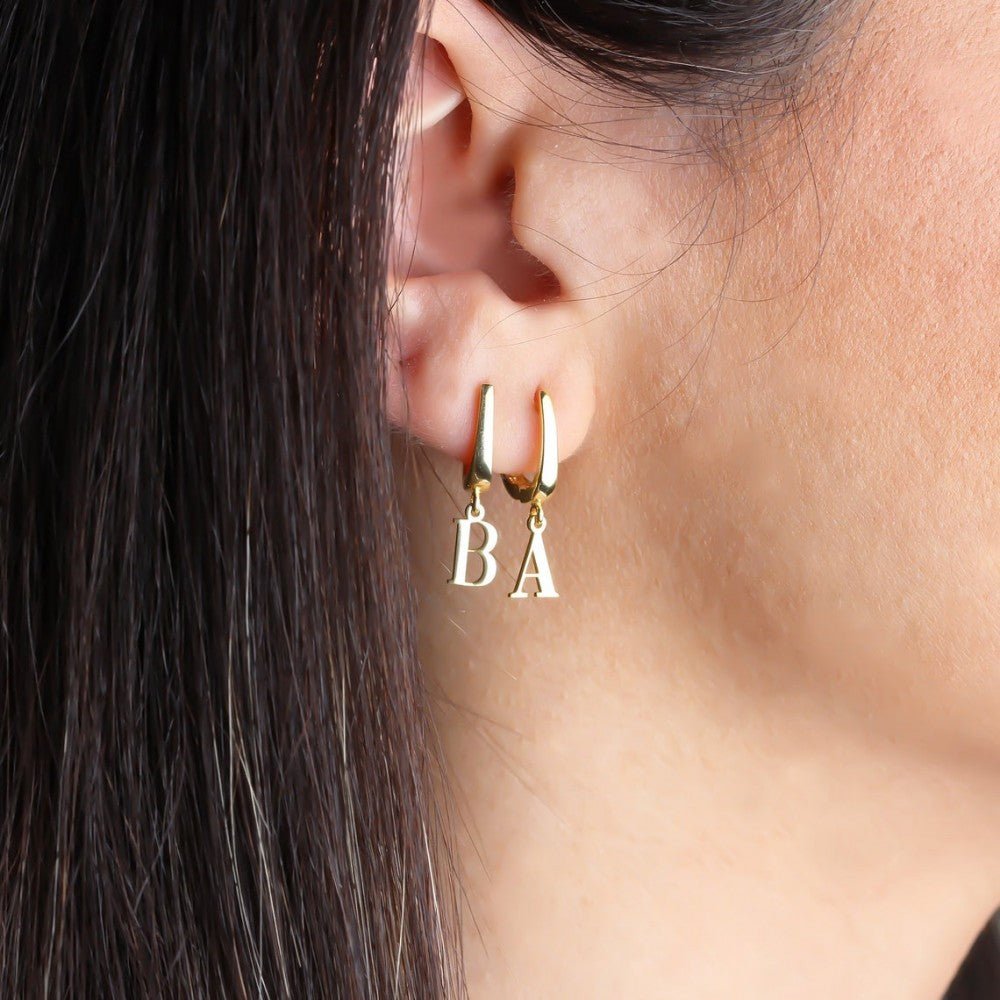 Silver Personalized Letter Silver Earring - Triki Jewelry