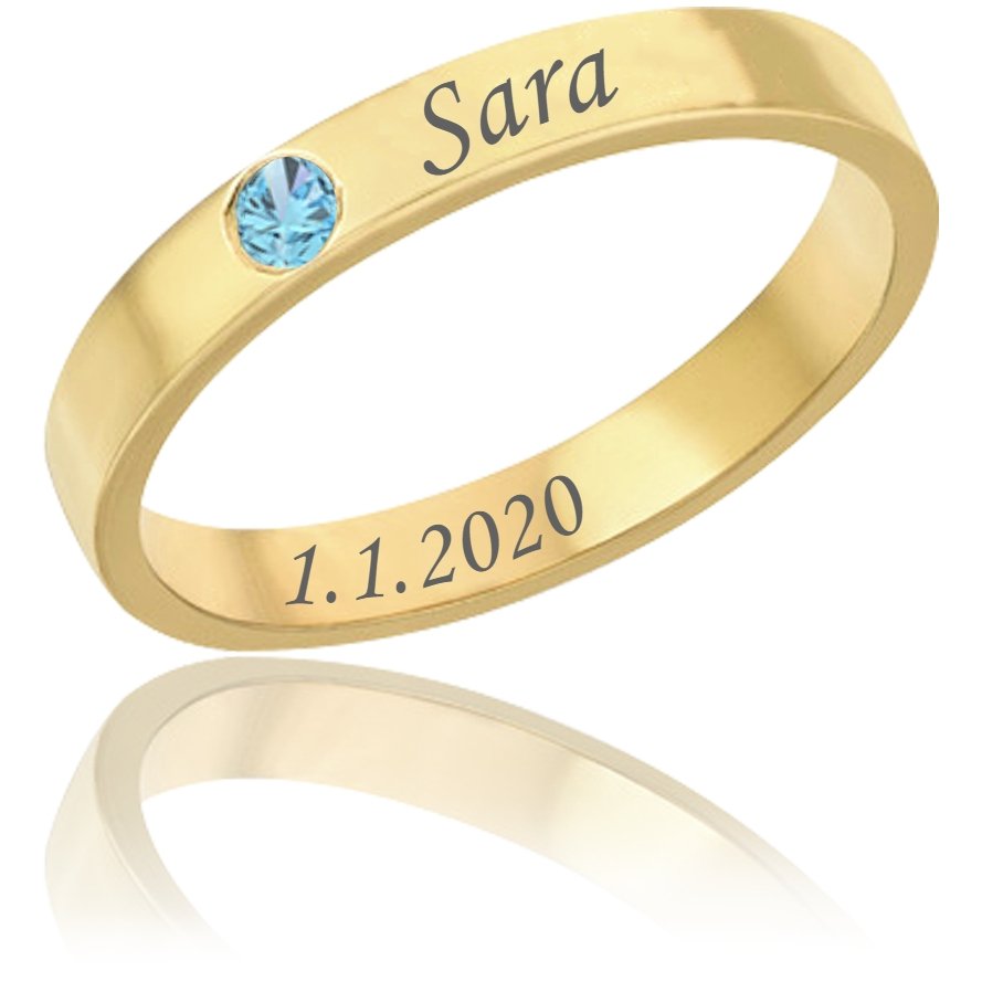 Stackable Birthstone Name Ring - 18k Gold Plated - Triki Jewelry