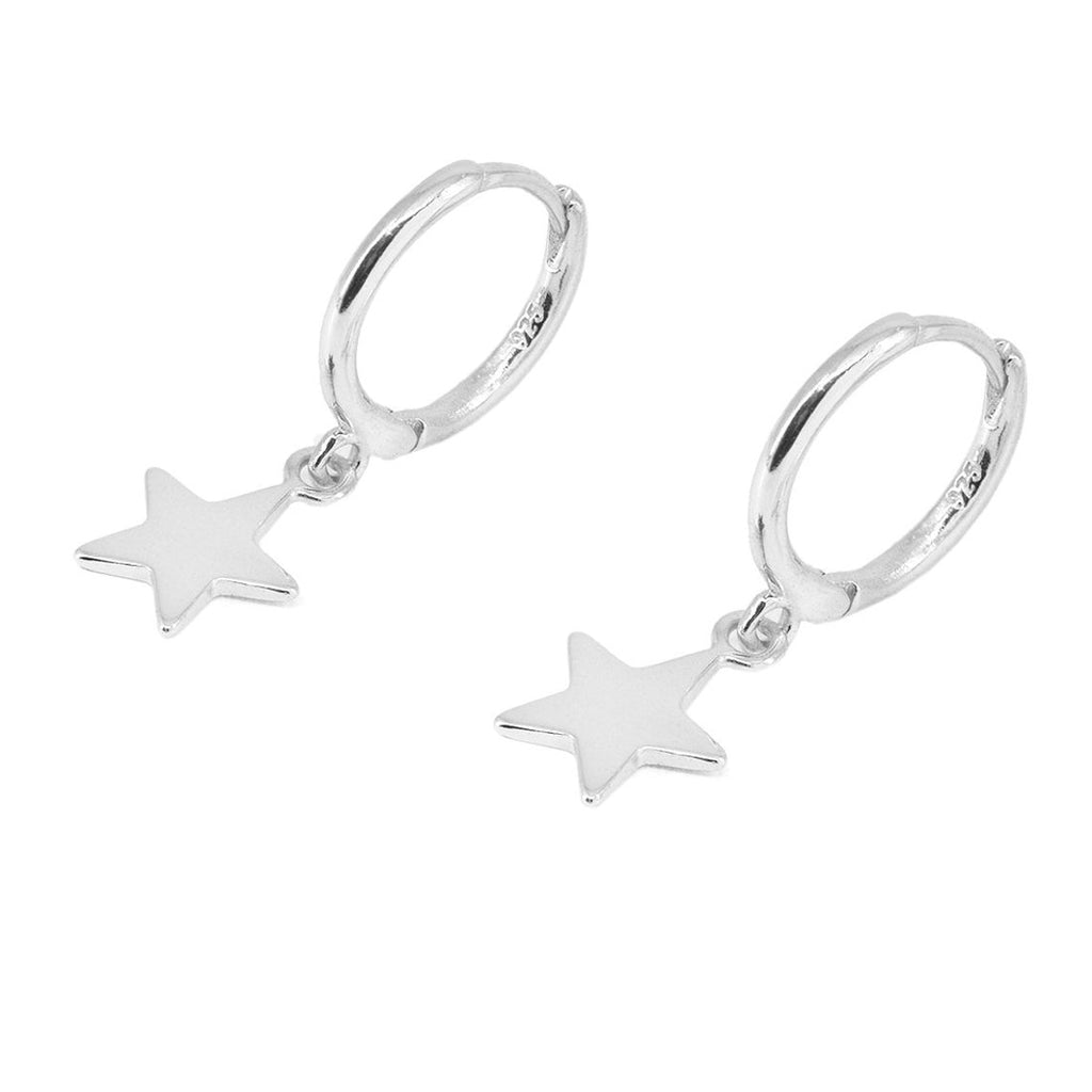 Star hoops, gold star hoops, star charm earrings - Triki Jewelry