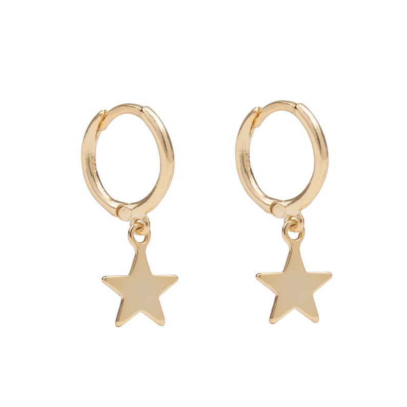 Star hoops, gold star hoops, star charm earrings - Triki Jewelry