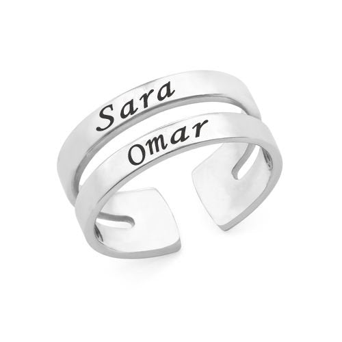 Two Name Ring in Sterling Silver - Triki Jewelry