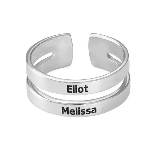 Two Name Ring in Sterling Silver - Triki Jewelry